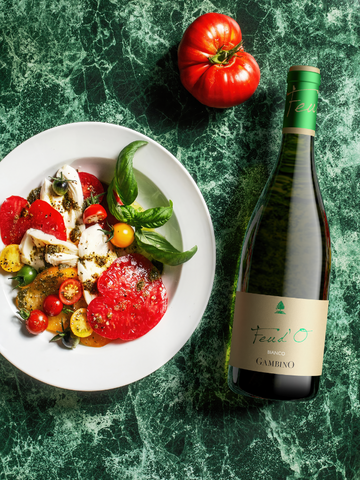 Pesto Caprese Salad Feu D'o Bianco Pairing